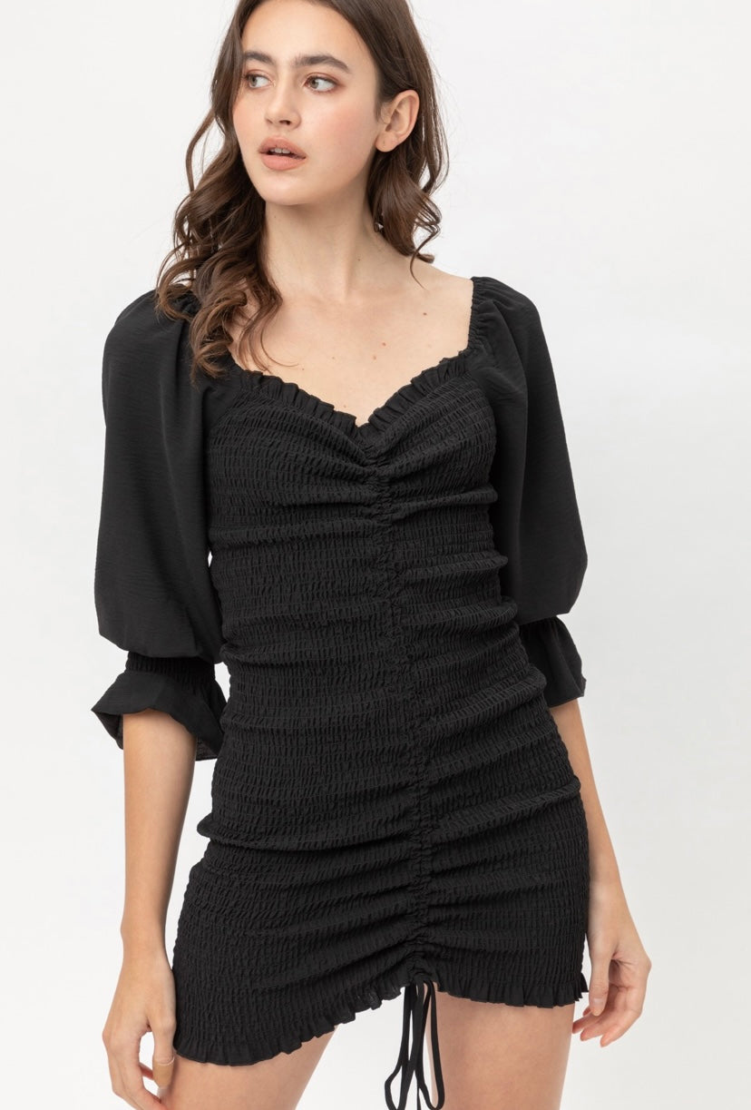 Luna Ruched Long Sleeve Bodycon Dress